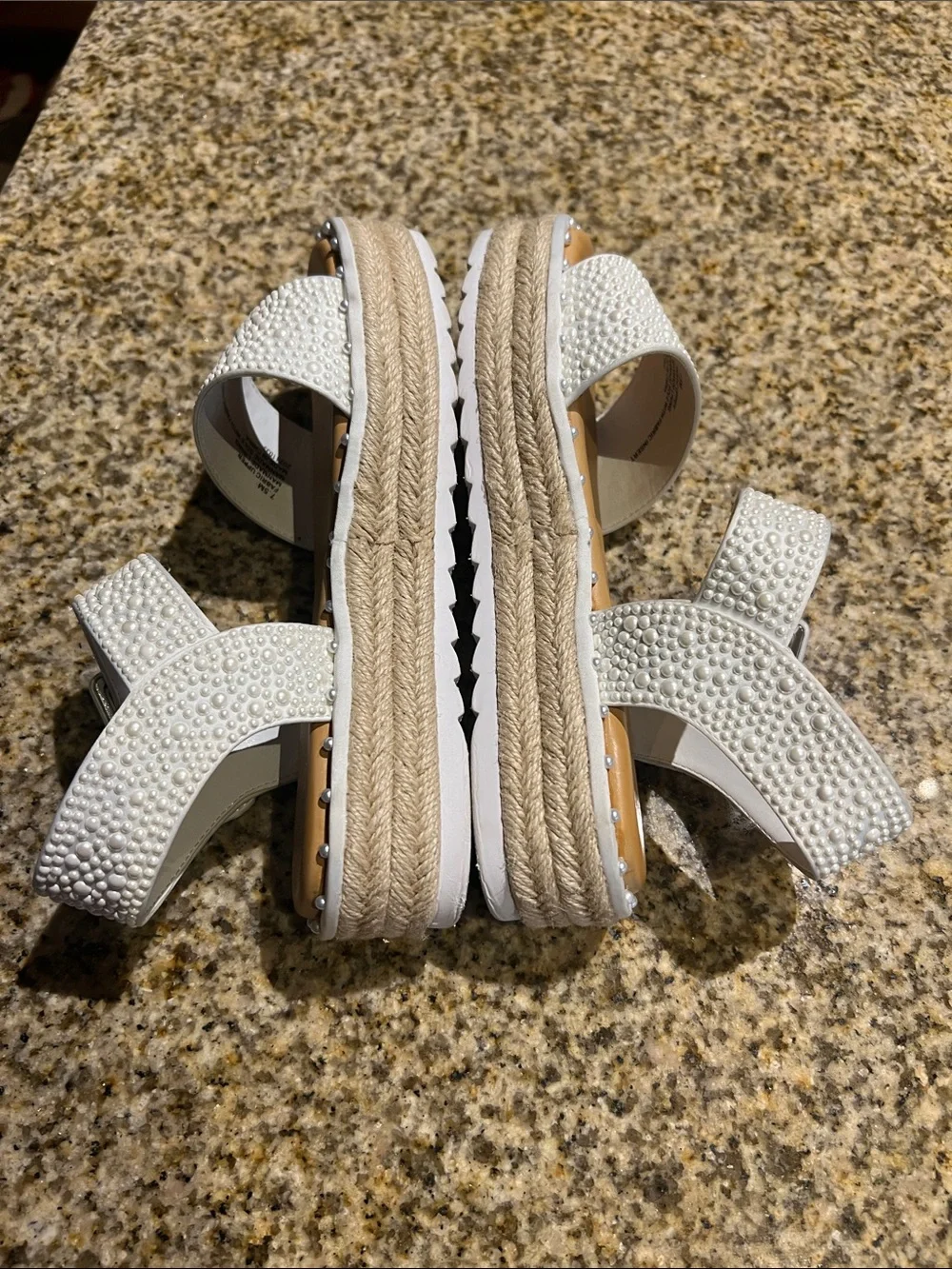 Women's White Embellished Platform Sandals